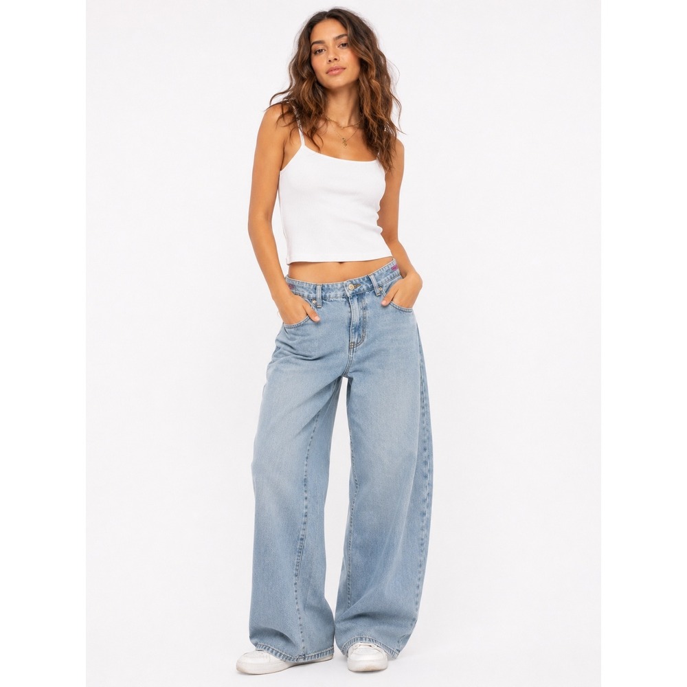 Edikted Wide Leg Jeans Womens Medium Light Blue High Rise Baggy Denim Skate Y2K